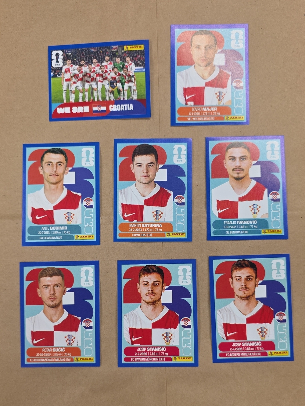 2026 World Cup Croatia Soccer Team Panini Stickers Blue Version.